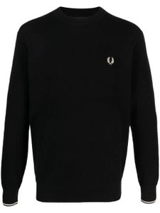 Fred Perry pull en maille gaufrée à logo brodé - Noir