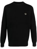 Fred Perry pull en maille gaufrée à logo brodé - Noir