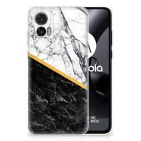 Motorola Edge 30 Neo | TPU | Siliconen hoesje | Marmer Wit Zwart - Origineel Cadeau Man