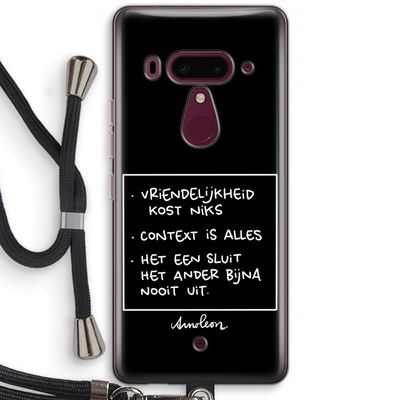 Mijn Motto's: HTC U12+ Transparant Hoesje met koord