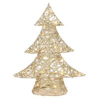 Countryfield decoratie kerstboompje - goud - met verlichting - H48 cm   - - thumbnail