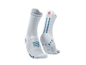 Compressport Pro racing v4.0 high cut hardloopsokken wit/blauw T4