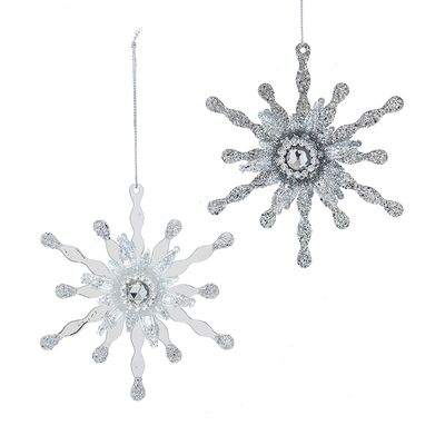 Ornament White & Silver metaal h11 cm - Kurt s adler