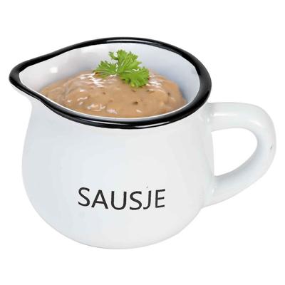 Cosy & trendy Saus schenk kannetje - porselein - wit - 7 x 6 cm - schenktuit/handvat