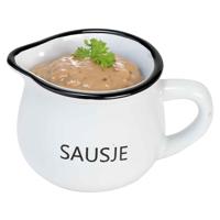 Cosy & trendy Saus schenk kannetje - porselein - wit - 7 x 6 cm - schenktuit/handvat