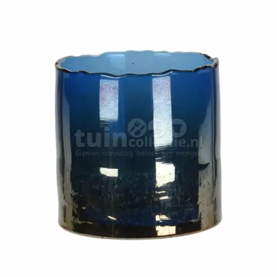 Waxinelichthouder Glas Blauw 10cm
