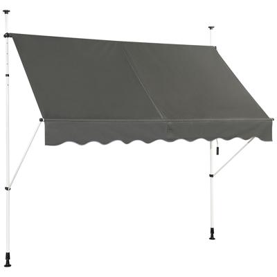 Telescopische Luifel Zonwering met Slinger Waterdichte Luifel 250 x 120 cm Grijs