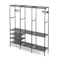 Kledingkast Kipit Zwart Metaal Stof Polypropyleen 160 x 36 x 170 cm