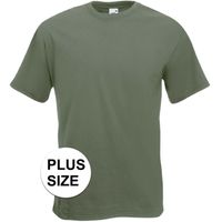 Set van 2x stuks grote maten basic olijf groen t-shirt voor heren, maat: 3XL (46/58)