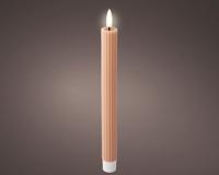 Lumineo Led dinerkaars wax ribbel licht roze 2st