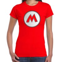 Game verkleed t-shirt voor dames - loodgieter Mario - rood - carnaval/themafeest kostuum