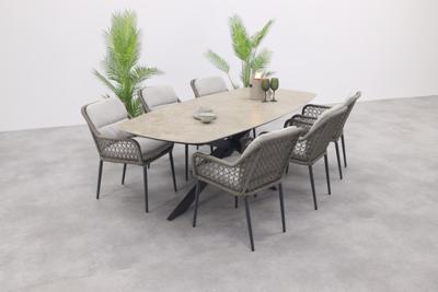 GI Toledo/Prado deens ovale tuinset (7-delig) - Zand/Antraciet