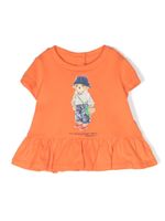 POLO RALPH LAUREN KIDS t-shirt volanté à imprimé Polo Bear - Orange