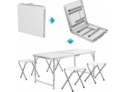 NordFalk Campingtafel met 4 Campingstoeltjes - Inklapbaar