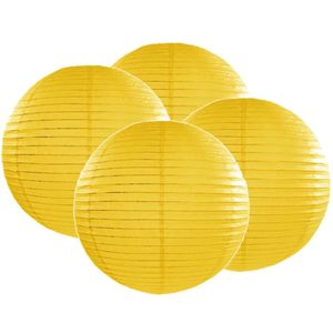 8x stuks luxe bol vorm lampion geel 35 cm