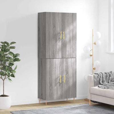 Hoge kast 69,5x34x180 cm bewerkt hout grijs sonoma eikenkleurig