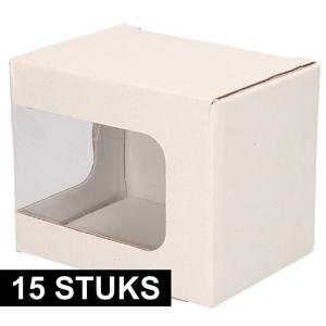 Kartonnen opbergdoosje met venster - 15x - 12 x 9 x 10 cm - verpakking met venster