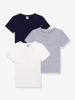 Set van 3 t-shirts voor kinderen van effen katoen PETIT BATEAU met korte mouwen wit
