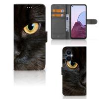 OPPO Reno 8 Lite | OnePlus Nord N20 | Telefoonhoesje | Met pasjeshouder | Zwarte Kat