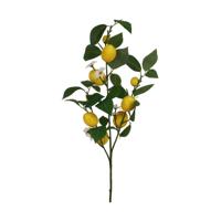 Kunstbloem citrusfruit tak citroen - 87 cm - geel - losse steel - Kunst zijdebloemen