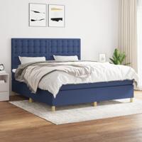 Boxspring met matras stof blauw 180x200 cm