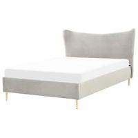 Beliani - CHALEIX - Tweepersoonsbed - Grijs - 140 x 200 cm - Fluweel