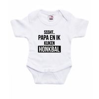 Sssht kijken honkbal verkleed/cadeau baby rompertje wit jongens/meisjes EK / WK supporter - thumbnail