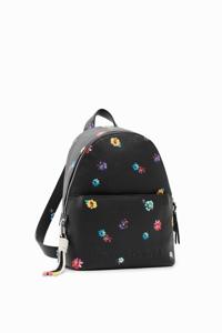 Kleine rugzak met bloemen - BLACK - U