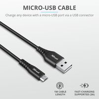 Trust Ndura oplaad- en gegevenskabel, USB naar micro-USB, 1 m, zwart - thumbnail