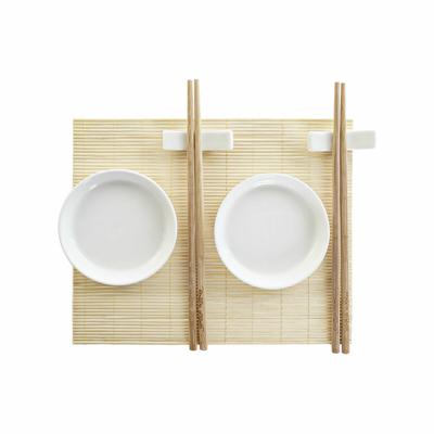 Sushi set DKD Home Decor Bamboe Plastic Keramiek Wit Natuurlijk Orientaals 28,8 x 19,8 x 3 cm (7 Onderdelen) (28,8 x 19,8 x 3 cm