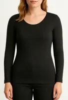 Entex thermo shirt dames lange mouw - Warm wollen ondershirt - Diepe ronde hals