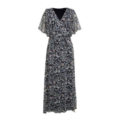 LOLALIZA gebloemde maxi jurk donkerblauw