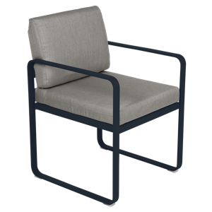 Fermob Bellevie dining armchair tuinstoel Deep blue - Grey taupe