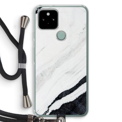 Elegante marmer: Pixel 5 Transparant Hoesje met koord