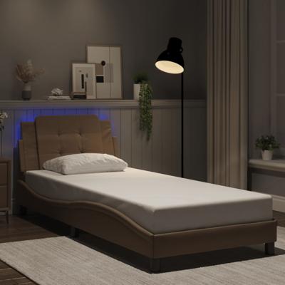 Bedframe met LED-verlichting kunstleer cappuccino 100x200 cm
