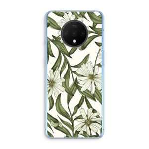 Wit bloemenpatroon: OnePlus 7T Transparant Hoesje