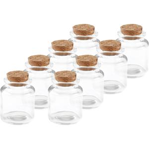Klein flesje - 8x - 5 x 6 cm - transparant - glas - potje - DIY - bedankjes - bewaarpotjes