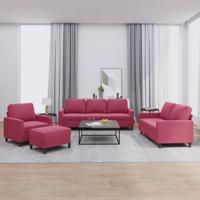4-delige Loungeset met kussens fluweel wijnrood