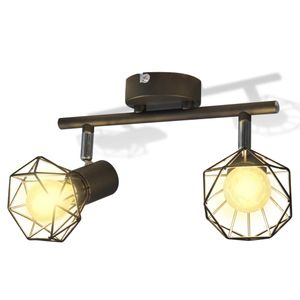 VidaXL Plafondlamp met 2 led&apos;s industriële stijl zwart