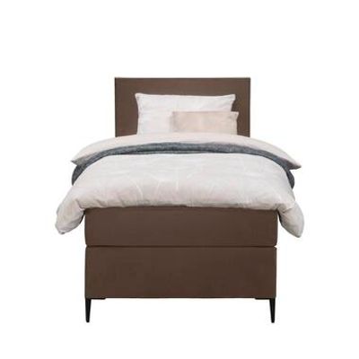 Boxspring Liv egaal - bruin - 90x200 cm - slanke poot - Leen Bakker