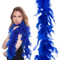 Carnaval verkleed boa met veren - 2x - blauw - 200 cm - 50 gram - Glitter and Glamour