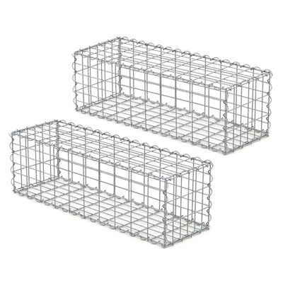 Gabion Muur Met Deksel, 100x30x30 Cm, Gemaakt Van Gegalvaniseerd Staaldraad