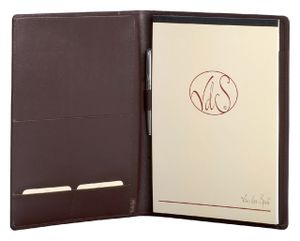 Schrijfmap van der Spek 393 A4 licht generfd leer bruin