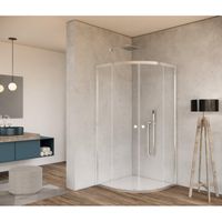 Saniclass Kay Douchecabine - 80x80x185cm - kwartrond - chroom profiel - helder glas SW1207 - thumbnail