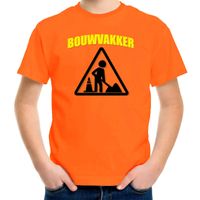 Bouwvakker verkleed t-shirt oranje voor kinderen - thumbnail