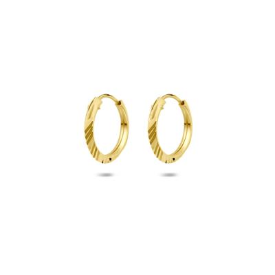 14k Gouden Oorringen Gediamanteerd - Buis 1,5 mm