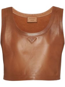 Prada haut crop en cuir nappa - Marron