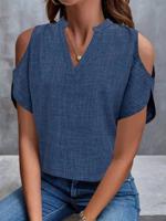 Plain Loose Notched Casual Shirt - thumbnail