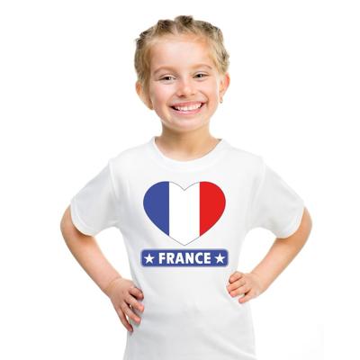 Frankrijk hartjes vlag - t-shirt - wit - jongens en meisjes - I love Frankrijk - La France