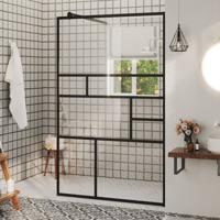 Inloopdouchewand 100x195 cm ESG-glas transparant en zwart - thumbnail